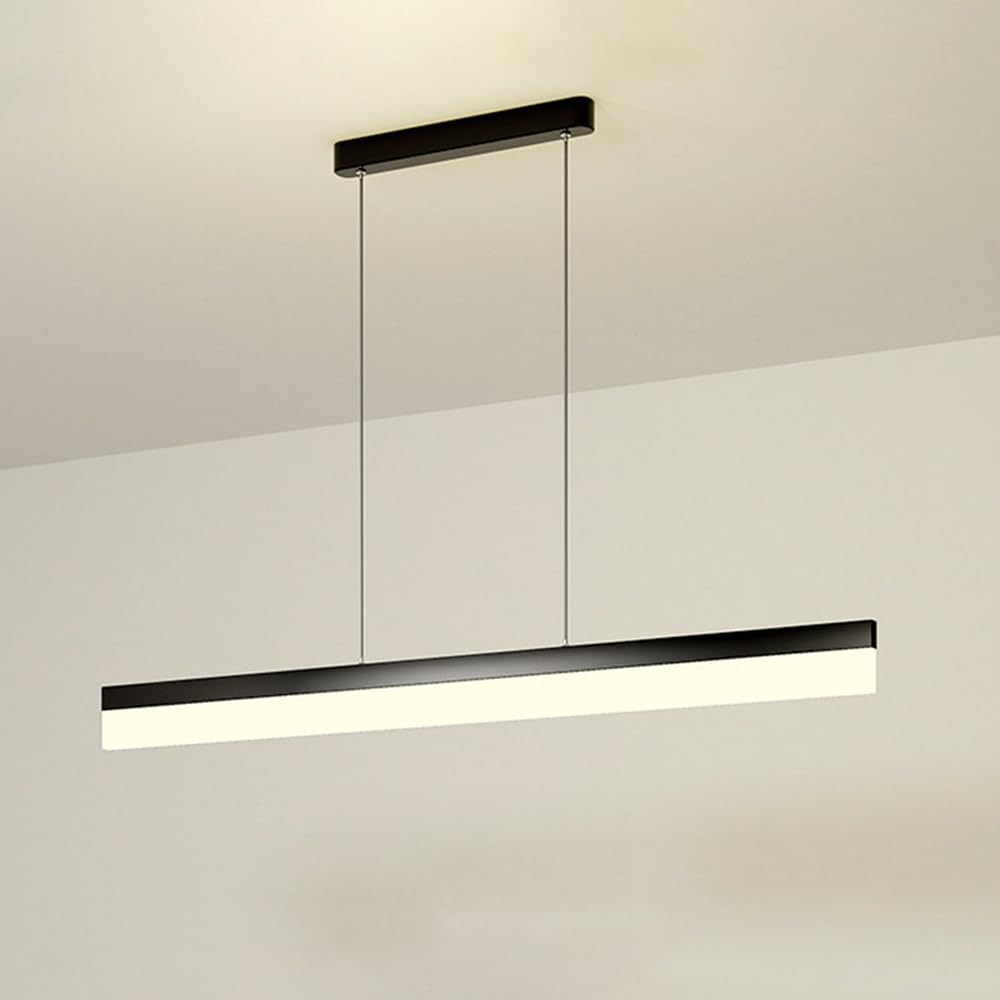 Accesorio de luz colgante de techo LED moderno tipo tira larga negra para oficinas