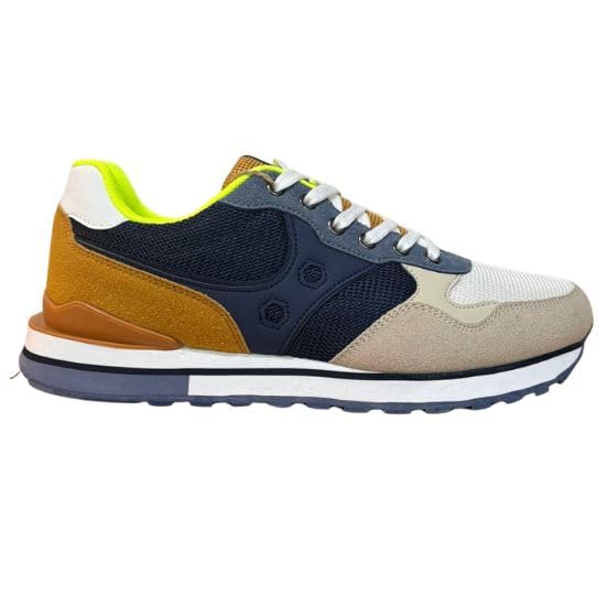 Zapatillas Casual para Hombre, Estilo Running, Multicolor con Logo Lateral, Suela Eva Amortiguada, Puntera Redondeada, Talla 41