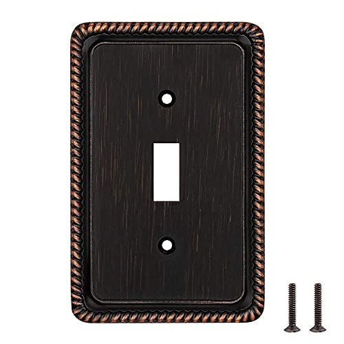 Rope Edge Decorative Wall Plate Switch Plate Outlet Cover, Aged Bronze (Single Toggle 2Pk, Aged Bronze) #TOP6