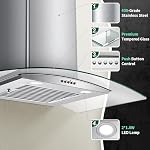Range Hood 30 Inch, Tieasy Wall Mount Kitchen Hood with Ducted/Ductless Convertible Duct, Stainless Steel Chimney and Baffle Filter, 3-Speed Push Button, LED Lights