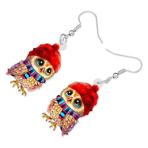 Boucles d'oreilles hibou en acrylique légères pour éviter les douleurs aux lobes - 3