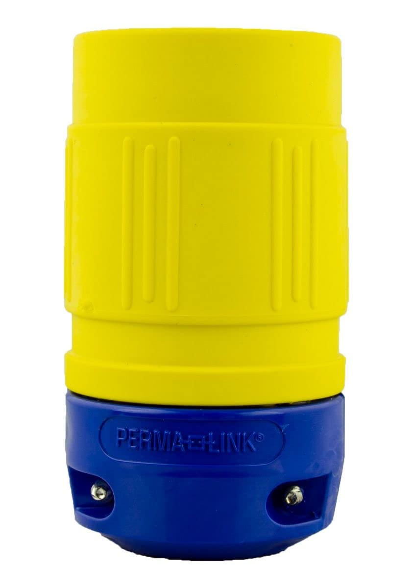Ericson 2624-C Connector, Perma-Link, NEMA L16-30R, 3 Pole/4 Wire Locking Blade, 30 Amp, 480V, 3 Phase, Safety Yellow