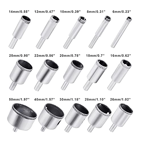 Broca de Diamante D:6-50mm Set 15 Piezas Para Cerámica miniatura 2