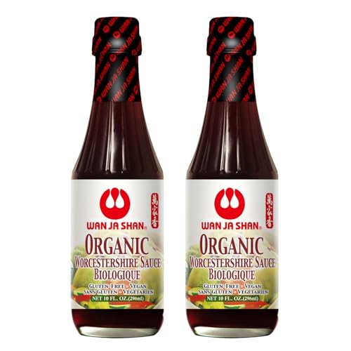 Image of Wan Ja Shan Organic Worcestershire Sauce USDA Organic, Umami-Rich Flavor | Marinade, Glaze, Dressing & Dipping Sauce | Non GMO, Vegan, Kosher Parve Great for Meats, Vegetables & Stir Fry (10oz Pack of 2)