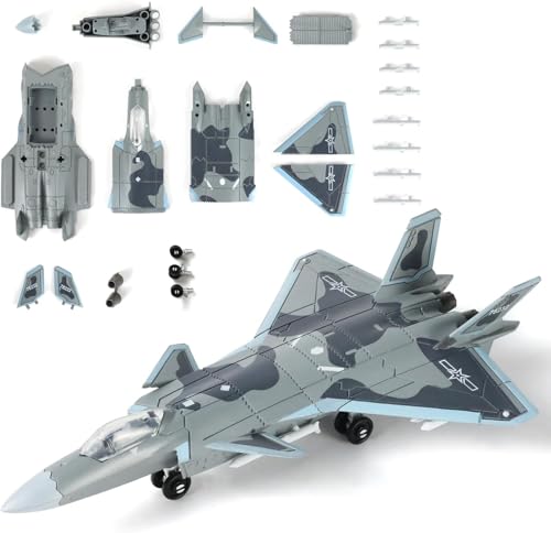 Image of 1:100 Fighter Jet Model, Gift for Aviation Enthusiasts and Collectors Ornaments, Detailed Military Aircraft Toy for Adults and Kids, Perfect for Home Office Decor (1:100 J-20)