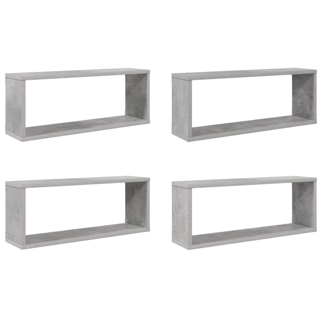 vidaXL 4x Wall Shelves Home Living Room Bedroom Furniture Set Wall-Mounted Floating Hanging Wall Display Shelf Wall Rack Set Chipboard Concrete Grey