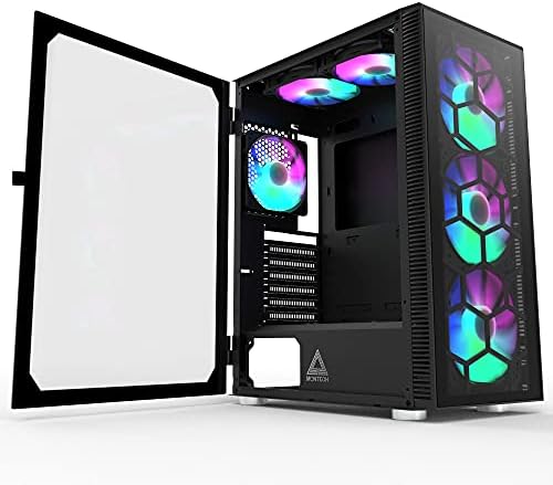 Montech X3 Glass 6pcs, 3 x 140mm& 3 x 120mm Fixed RGB Lighting Fans ATX Mid-Tower PC Gaming Case, USB3.0, Door Open Tempered Glass Side Panel, High Airflow, Black