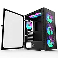 Montech X3 Glass - 6 Lüfter, 3 x 140 mm &amp; 3 x 120 mm RGB-Beleuchtungslüfter ATX Mid-Tower PC Gaming Gehäuse, USB 3.0, offenes Seitenteil aus gehärtetem Glas, hoher Luftstrom, Schwarz