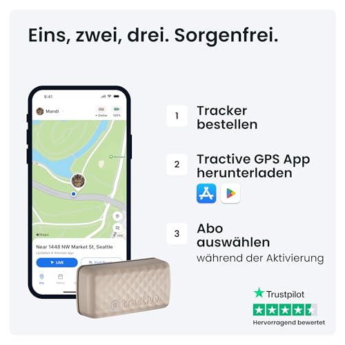 Tractive CAT Mini GPS Tracker für Katzen | Marktführer | Live-Ortung | Positionsverlauf | Gesundheitswarnungen | Aktivitätstracking | Halsband inkludiert | Abo Erforderlich (Braun)