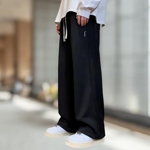 Image of Men's Loose Fit Wide-Leg Joggers | Pintuck Track Pants | Stretchable Gym Wear, Lounge Pants & Nightwear Lowers