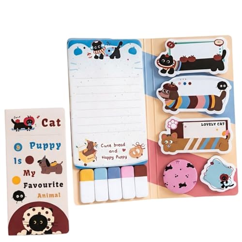 Image of FunBlast Cat & Puppy Sticky Notes - 11 Sheets /440 Sticky Notes, Sticky Pad for Study, Point It Marker Stationery Items, Self-Adhesive Memo Pad, Planners and Memo Sticker (Multicolor)