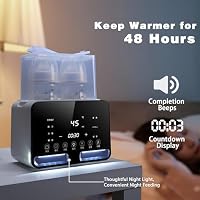 Losbenco Double Bottle Warmer and Steri-lizer, 8-in-1 Fast Baby Milk Warmer with Timer for Breastmilk or Formula, Multifunctional Bottle Warmer with Food Heater Defro — image 6