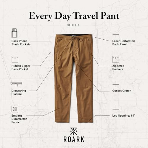 Roark Men's Layover Slim Fit Traveler Pant – Lightweight Travel Pants with Stretch, Adjustable Waistband, Pockets for Planes2