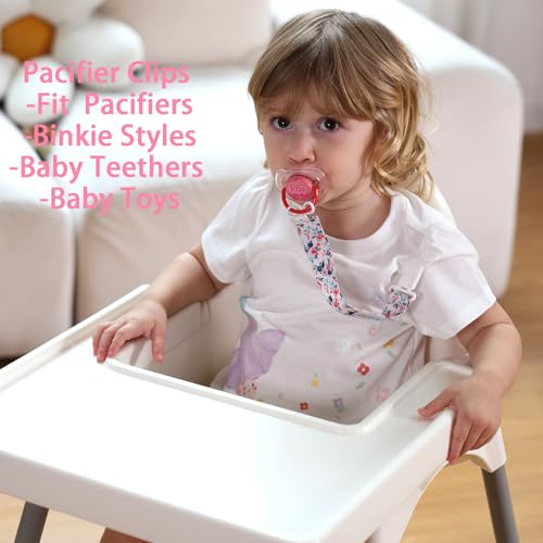 Image of ALVABABY Pacifier Clips 8 Pack Floral Paci Clip Holder Leashes Fits Most Pacifier Binkie Styles Teethers