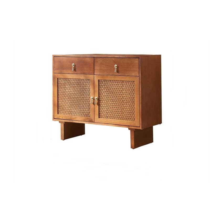 SFANIIX Buffetschrank Holz Sideboard Gegen Die Wand Rattan Lagerung...