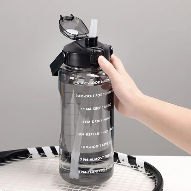 Image of Set of 3 Transparent Water Bottle 2000ML, 900ML, 300ML with Motivational Time Marker | Leak Proof&Break-Proof | Best Usage For Office /School /Gym /Travel Water Bottle