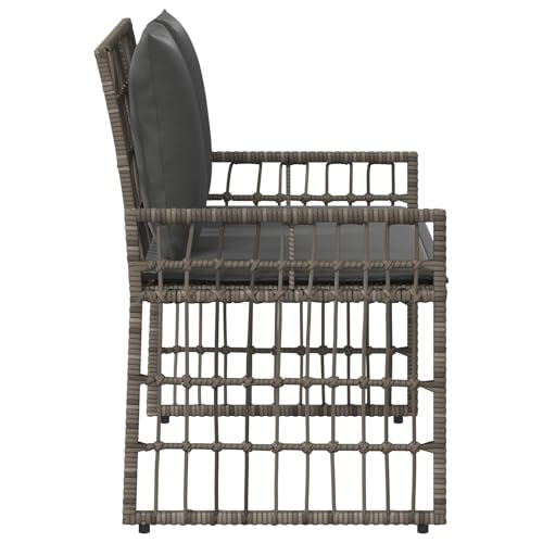 Banc de jardin résistant aux intempéries gris foncé avec dossier de terrasse