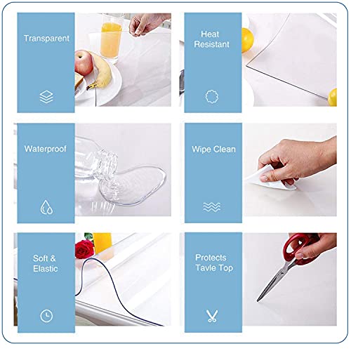 Etechmart 42 X 72 Inch Clear Table Cover Protector, 1.5Mm Thick Custom Pvc Table Cover Tablecloth, Plastic Desk Pad Mat, Waterproof Vinyl Table Top Protector For Kitchen, Coffee Table, Writing Desk #TOP3