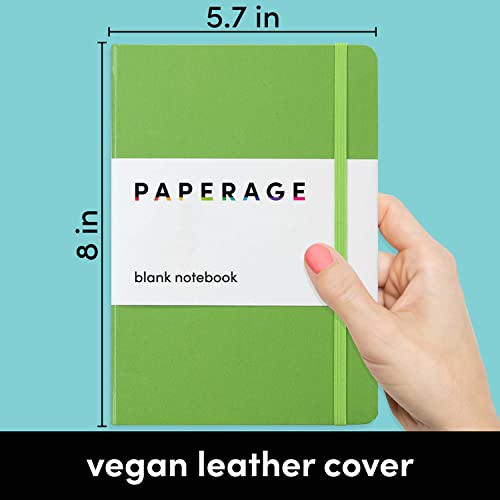 Image of PAPERAGE Blank Journal Notebook, (Lime Green), 160 Pages, Medium 5.6 in x 8 in - 100 GSM Thick Paper - Hardcover Journaling Notebook for Work, School, Note Taking or Sketching