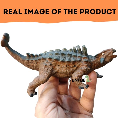 Image of FUNFOB Dinosaur Toy Figure Width - 15cm Ankylosaurus Dinosaur Toys for Kids & Adults PVC Multicolour | Grey Spike Short Legs SML