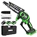 WORFCI 8-Inch Mini Chainsaw with 2Pcs Batteries&Charger, Brushless Cordless Chainsaws with Auto-Oiler, Electric Chain Saw Perfect Gardening Tools for Wood/Trees Pruning, Gifts for Men Women