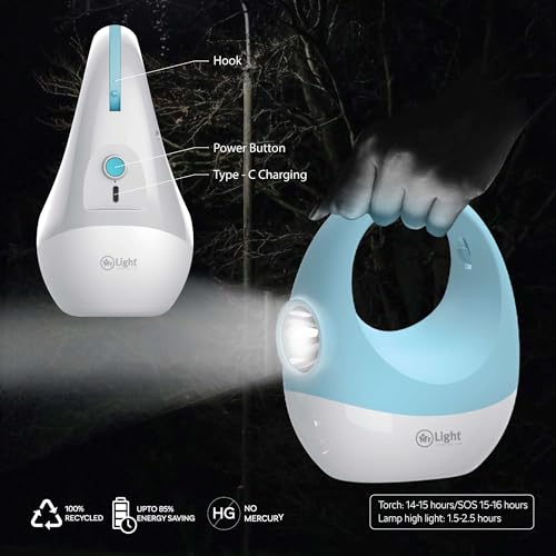 Image of Mr.Light Rechargeable Emergency Light / Torch, 2400mAh Li-ion Battery, Type-C Charging , 1W Torch + 54 PCS SMD LED Camping Lantern, 5-in-1 Light for Home Gifting