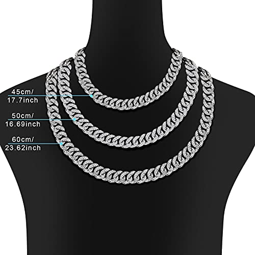 Hicarer 2 Pieces Cuban Link Chain for Men Women Cuban Necklace Bracelet Heavy Strong Link Chain Bling Unisex4