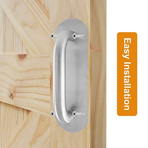 Uenhoy 2 Pcs Push Door Handle Pull Plate 8 Inch, Stainless Steel Barn Door Handle, Commercial Door Handle Plate For Restaurant Shed Fire Door, 200Mm X 65Mm #TOP3