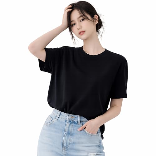 Image of London Hills Tshirt for Woman | T Shirt for Woman Cotton Casual Tops | Tshirts Shirts for Women Round Neck Short Sleeve | Women Tees Everyday Wear Basic T Shirts for Womans (Pack of 4)