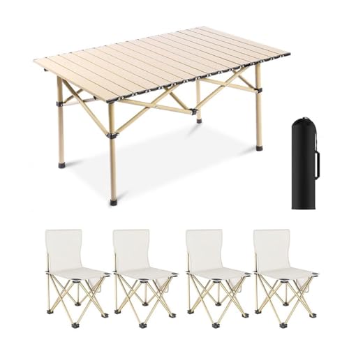 Mesa plegable con sillas, mesa portátil de camping al aire libre con bolsa de almacenamiento para 1-4 personas, ideal para jardín, barbacoa, picnic, fiestas en la playa