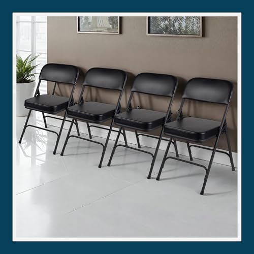 OEF Furnishings OEF3200 Series Heavy Duty, Industrial Grade, Premium Vinyl Folding Chairs 2" Ultra Padded Seat Double Hinged Steel Frame (2 Pack, Black/Black) by OEF Furnishings - Image 8