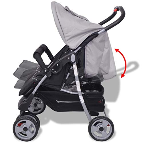 yorten Baby Zwillingswagen Klappbar mit Regenschutzhaube aus Stahl und Oxfordgewebe Rückenlehne Verstellbar 93 x 68 x 103 cm (L x B x H)