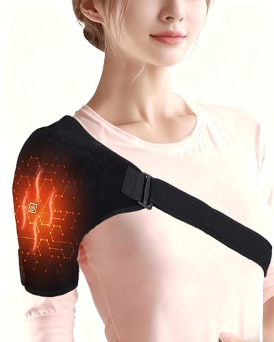 Dr.WYFOOT Electric Shoulder Heating Pad Wrap| 3 Adjustable Heat Settings Heated Shoulder Wrap for Pain Relief | Cordless USB Powered Hot Therapy Pad for Rotator Cuff, Men and Women (No Power Bank)