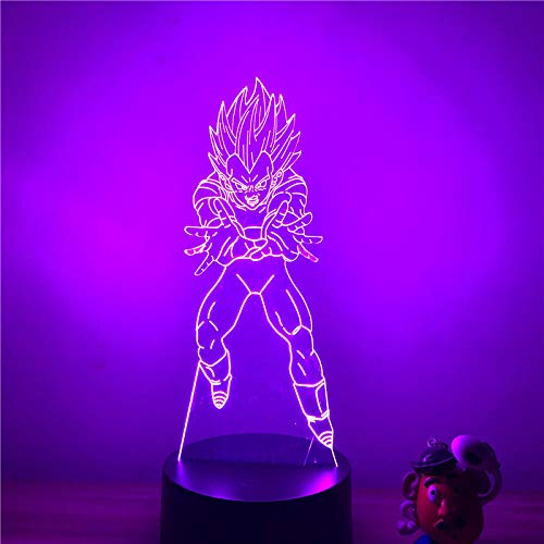 Lampe Illusion 3D Led Veilleuse Dragon Ball Z Vegeta Wave Bomb Ver. Figurine articulée optique Super Saiyan 7 couleurs déco Cover