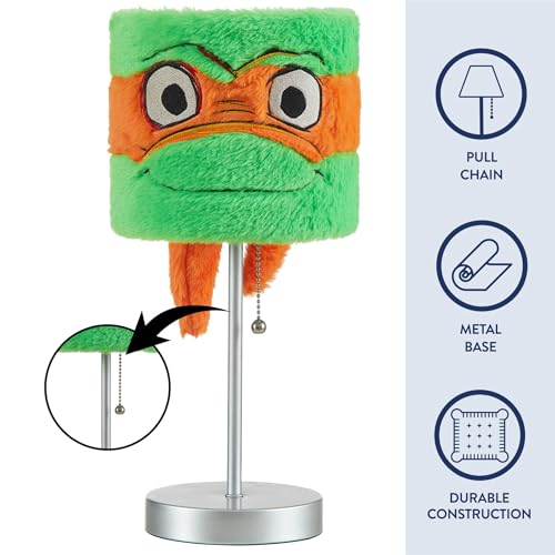 Teenage Mutant Ninja Turtles Plush Shade Lamp,Kids Bedroom Nightstand Lighting, Soft Plush Character Base, Fun TMNT Room Décor Gift by Idea Nuova - Image 2