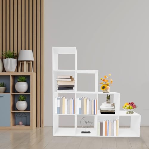 Estantería de almacenamiento modular en forma de L blanca con 10 compartimentos de cubo 3