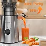 Cold Press Juicer, Slow Masticating Juicer Machines with 5" Feeding Chute Fit Whole Fruits&Vegetables, Stainless Steel Slow Masticating Juicer Easy to Clean, 99.6% Juice Purity, 1.5L Capacity. - Image 4