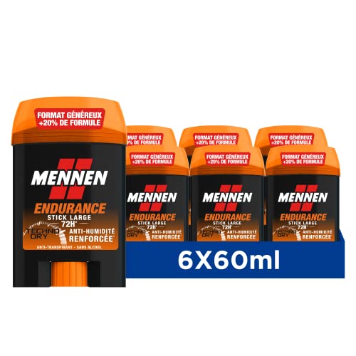 Mennen ENDURANCE - Desodorante para hombre, 72H, barra ancha, sin alcohol, antihuellas dactilares