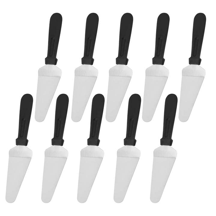 Stainless Steel Pie Server Shovel Non Slip Easy to Grip Baking Triangular Spade Plastic Handle Easy to Grip Pie Spatula Cutter Pie Knife Cake Serving Utensils for Desserts Pizza Cake?10Pcs)