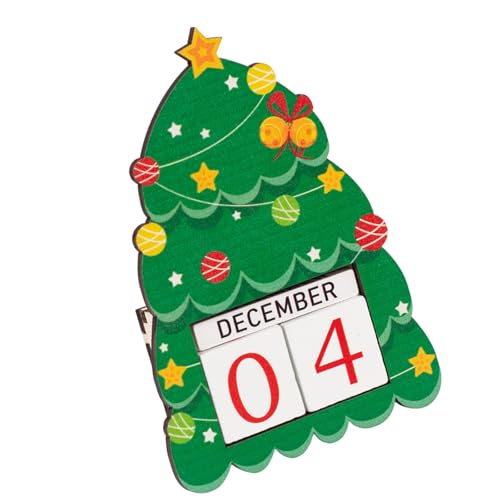 Handcrafted Wooden Christmas Countdown Calendar with Numbered Tiles, Family Holiday Activity Decor for Home Shelf Family Advent 