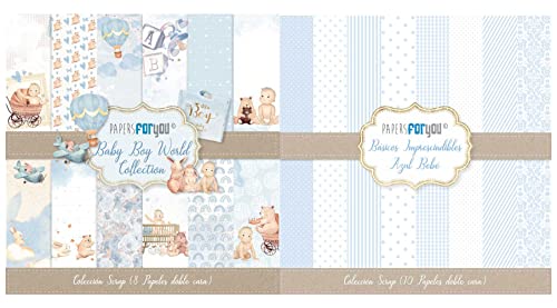 Papers For You Kit 2 Colecciones Scrap 12'x12' Baby Boy Word + Azul Bebé