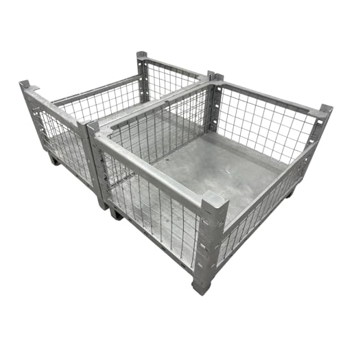 EMPULA Gitterbox Stapelbar, 800x600x500 mm, 650 kg Traglast, Verzinkt, 5-Fach Stapelbar