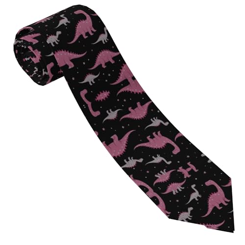 SVEFDOC Professional Dinosaur Pink 3D Pattern Print Skinny Tie, Mens Gentlemen Tie Necktie for Party, Graduation, Suit Outfit