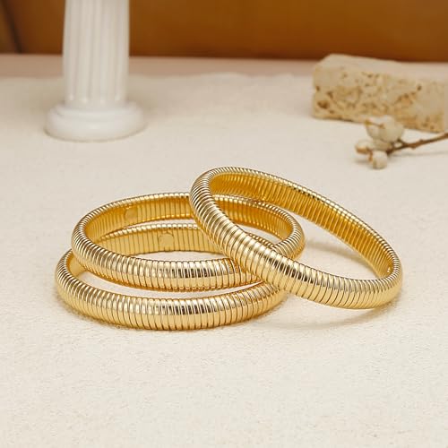 1-3pcs Gold Bangle Bracelets for Women Flexible Snake Bangle Set Stackable Chunky Gold Stretch Bracelets Elastic Wristband Bangle Bracelets3