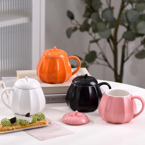 Coffee Cups with Lids, 8 Oz Cute Durable Halloween Pumpkin Mug with Handle - image 6