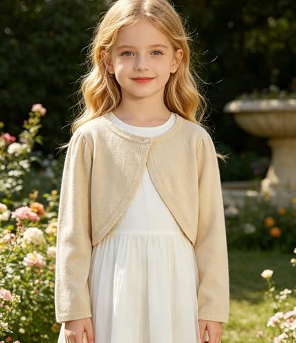 Image of 2Pcs Girls' Knit Toddler Cardigan Cotton Soft Button Closure Bolero Shrug Shawl Shirt Sweater