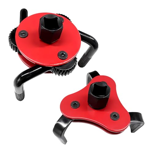 DXNQ 2-Piece Universal Oil Filter Wrench Set, 2-1/2'' to 4'' & 3'' to 5-1/2'' Adjustable 3-Jaw Oil Filter Removal Tool, Fits 1/2'' & 3/8'' Drive, Car Accessories