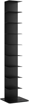 Metal Display Shelf Stand Spine Bookshelf Tower Open Vertical Bookcase Invisible Floating Storage Rack for Books, Pot Plant, etcColorBlack