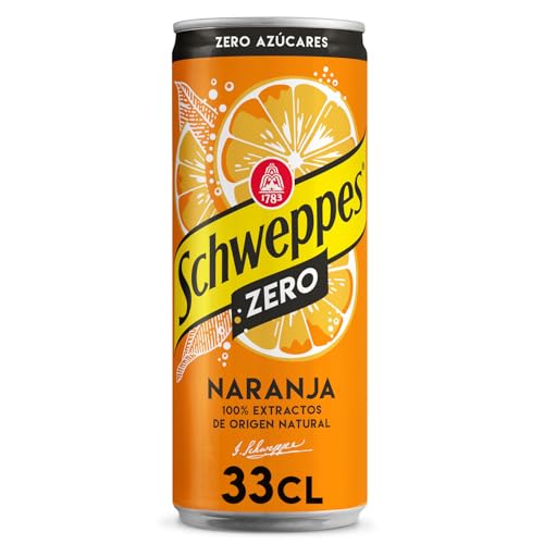 Schweppes Naranja Zero, Refresco sin Azúcar ni Calorías - Lata 33cl