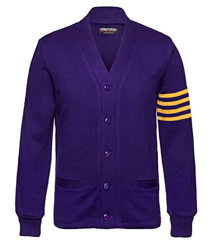 Image of Stewart & Strauss Cardigan Varsity Letter Sweater | American style button front letter sweater knit since 1977, heavyweight and ready for chenille letters and patches